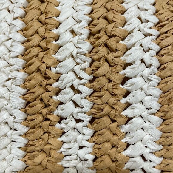 NWT Anthropologie striped Raffia Shoulder Bag In Beige small - Picture 4 of 7